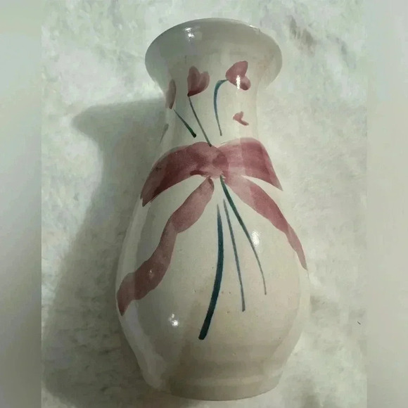 VTG Ceramic Pottery Flowers & Hearts Country Vase Cottagecore Glazed Grannycore - Picture 2 of 13